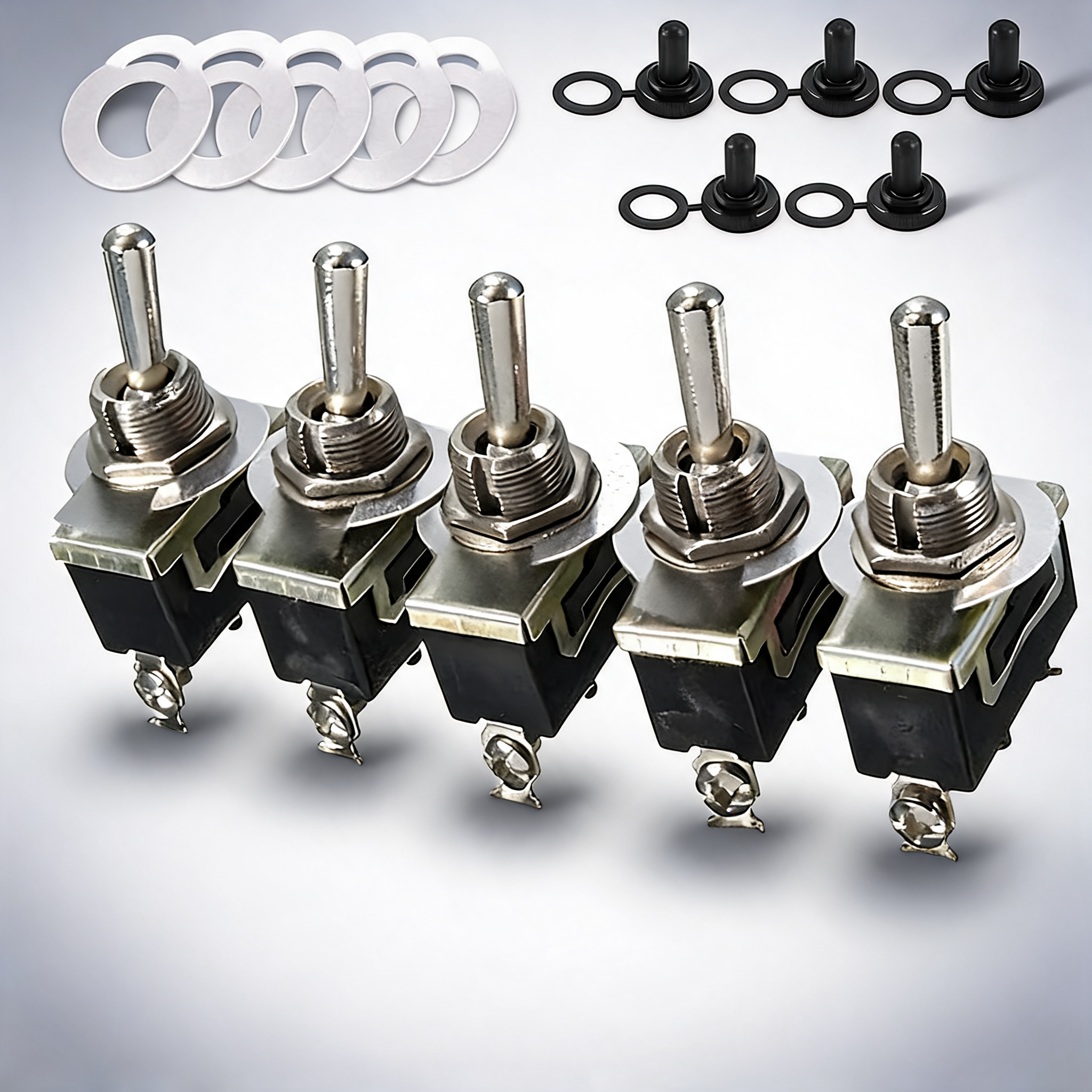 5X waterproof toggle flick switch 250V On/Off car dash light metal 12 volt boot