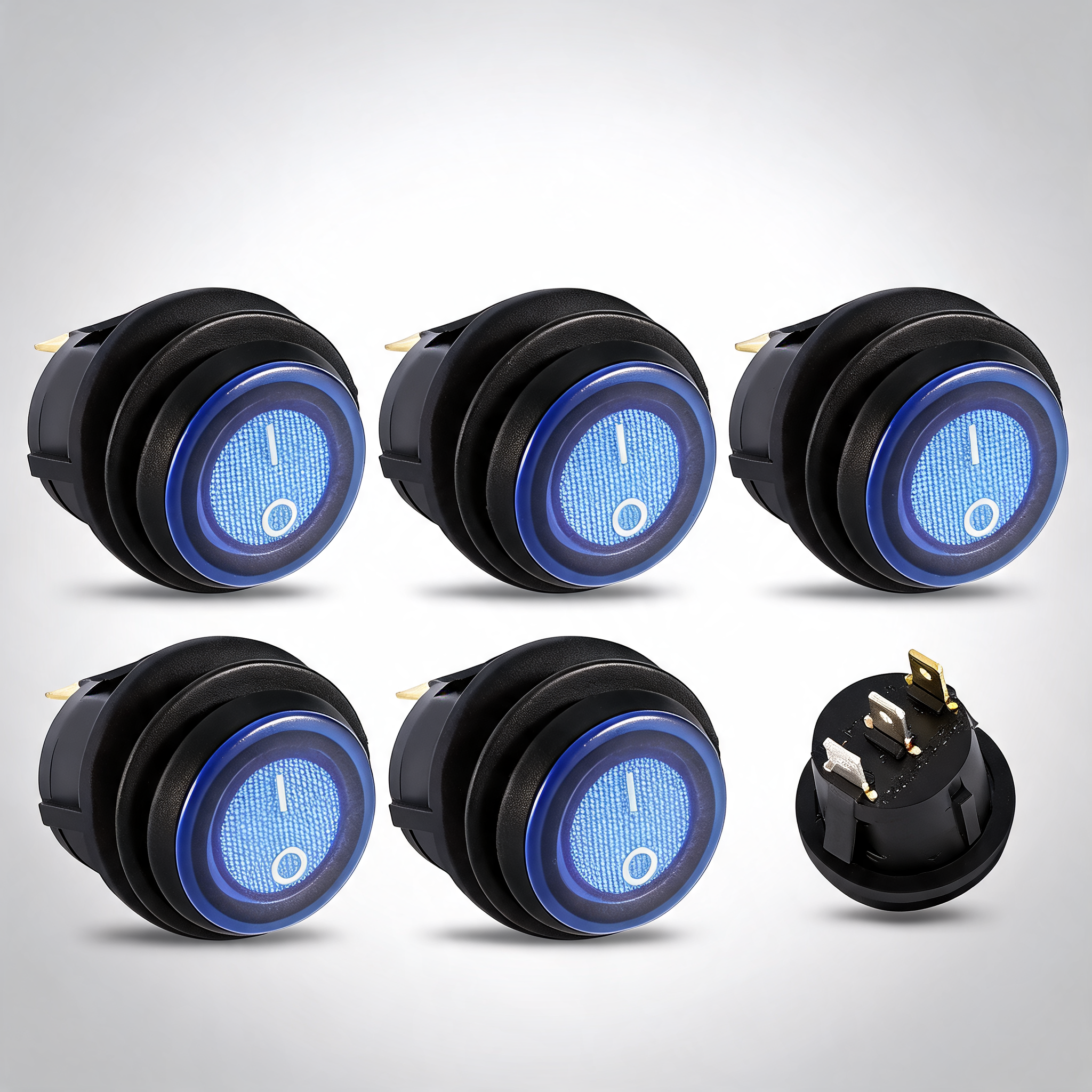 5Pcs/Set 12V 20A car spst auto Marine boat round On/Off rocker waterproof switch