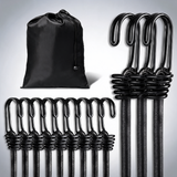 12 pcs bungee cords with hooks 32 in heavy duty bungee straps 8 mm black
