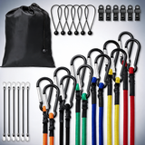 30 pcs bungee cords set 8mm heavy duty bungee straps with steel carabiners