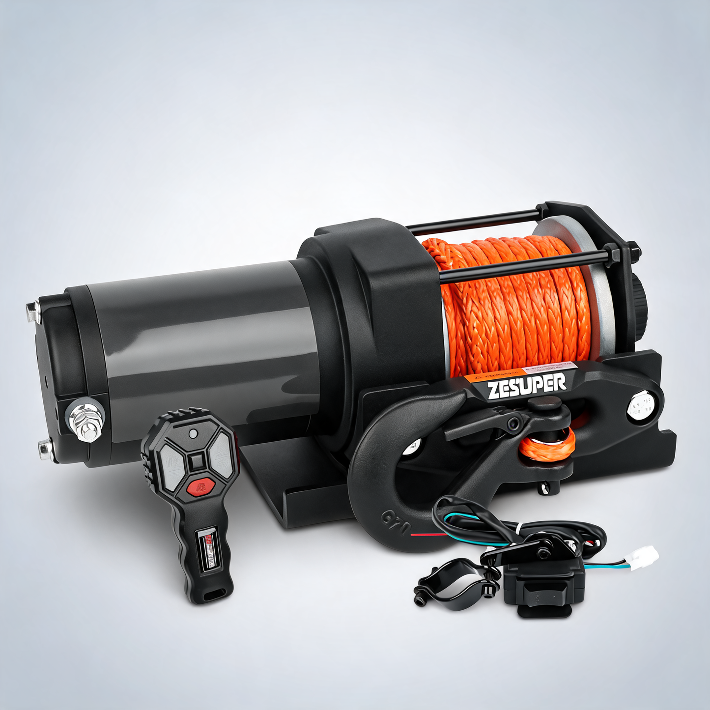 ZESUPER 12V electric winch 3000lbs synthetic rope wireless remote ATV UTV BOAT