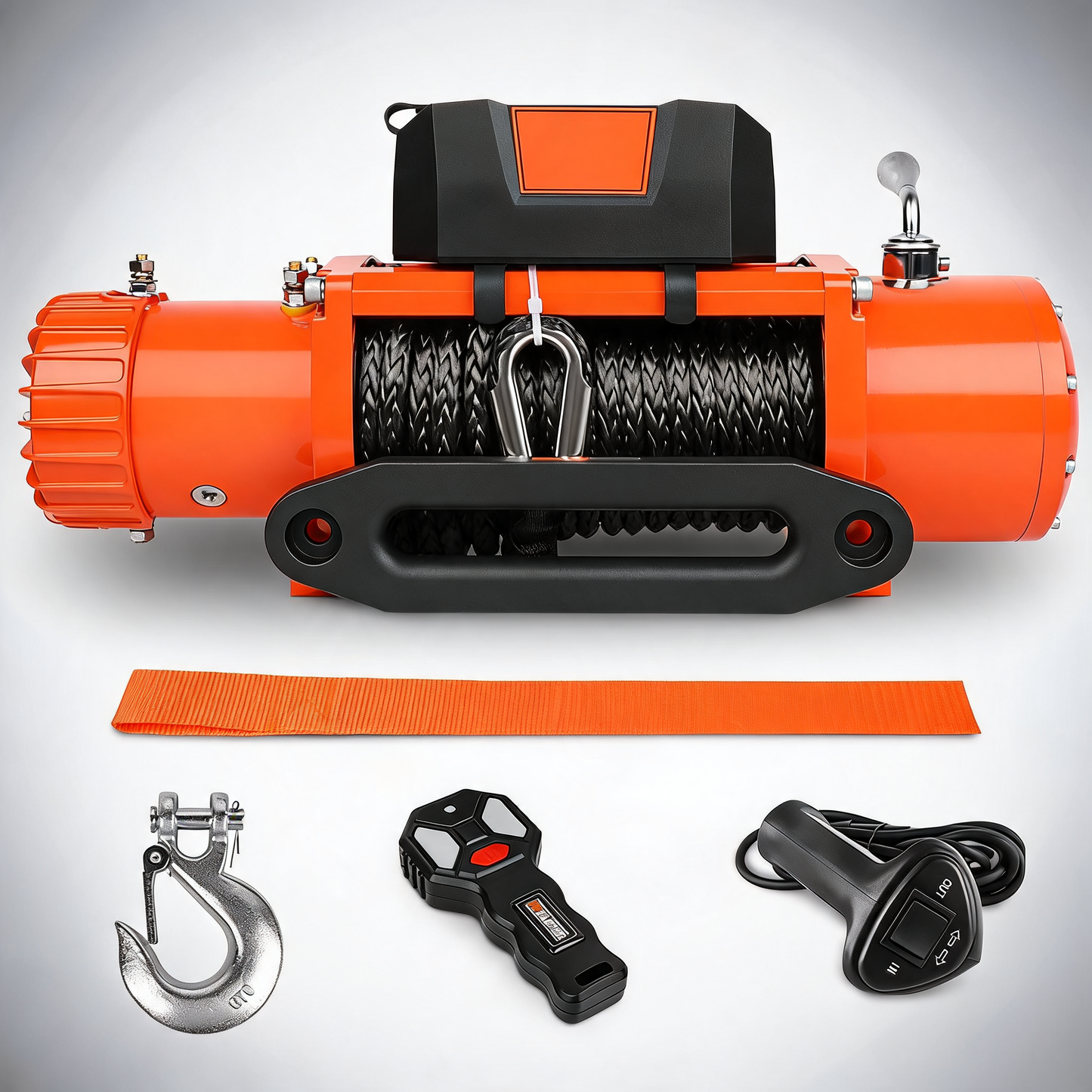 ZESUPER 12V electric winch 14500lbs synthetic rope wireless remote 4X4 4WD car