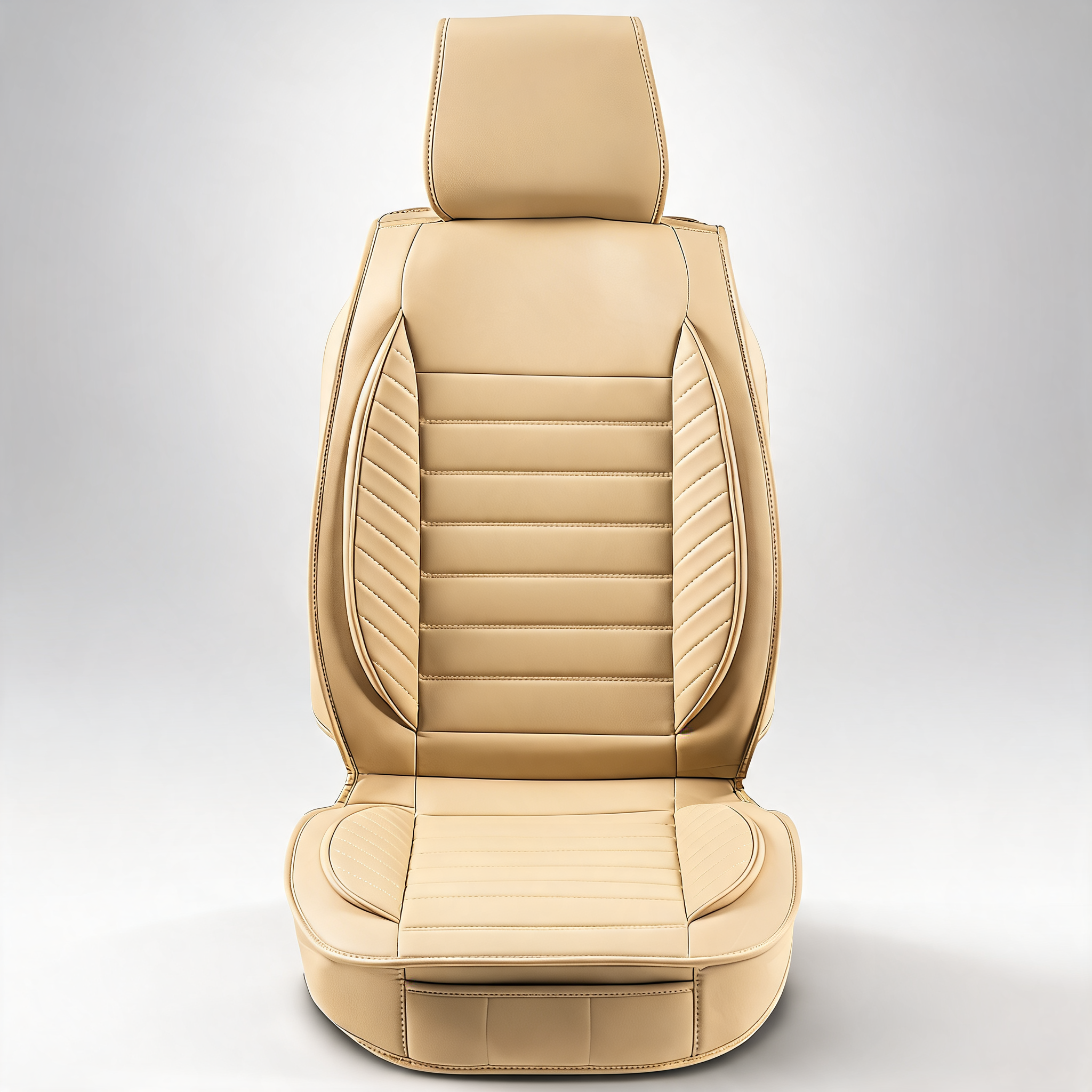 Seat covers, universal car seat covers front seats, 2pcs faux leather seat cover, semi-enclosed design beige