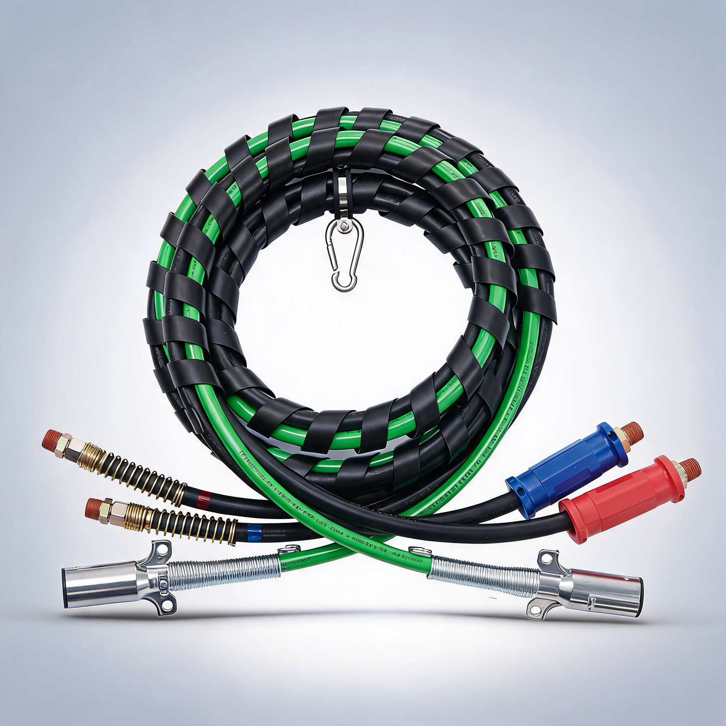 Semi truck air lines kit, 3-in-1 air hoses & ABS power line for semi truck trailer tractor, 7-Way plug cable