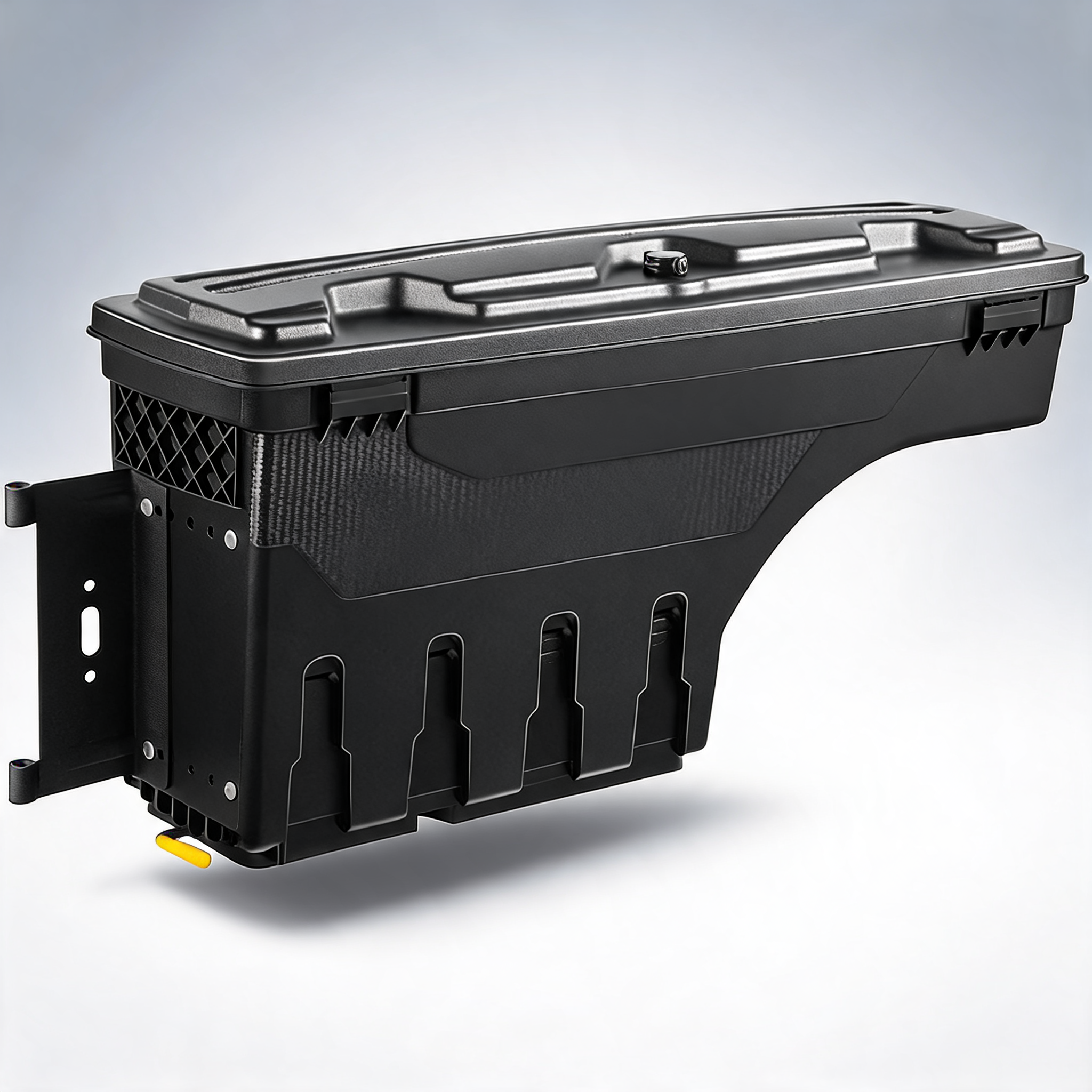 Truck bed storage box, lockable swing case with password padlock, 6.6 Gal/25 l ABS wheel well tool box