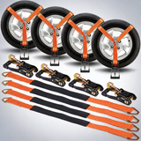 Ratchet tie down straps kit, 5.08 x 304.8 tyre straps, 2500kgs working load, 11023 LBS breaking strength 4-Pack