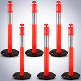 6Pack traffic delineator posts 44 inch height, PE delineator cones post kit 10 inch reflective band