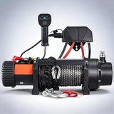 Electric winch, 4536 kg load capacity nylon rope winch, IP67 8.9 mm x 25.9 m ATV winch with wireless remote