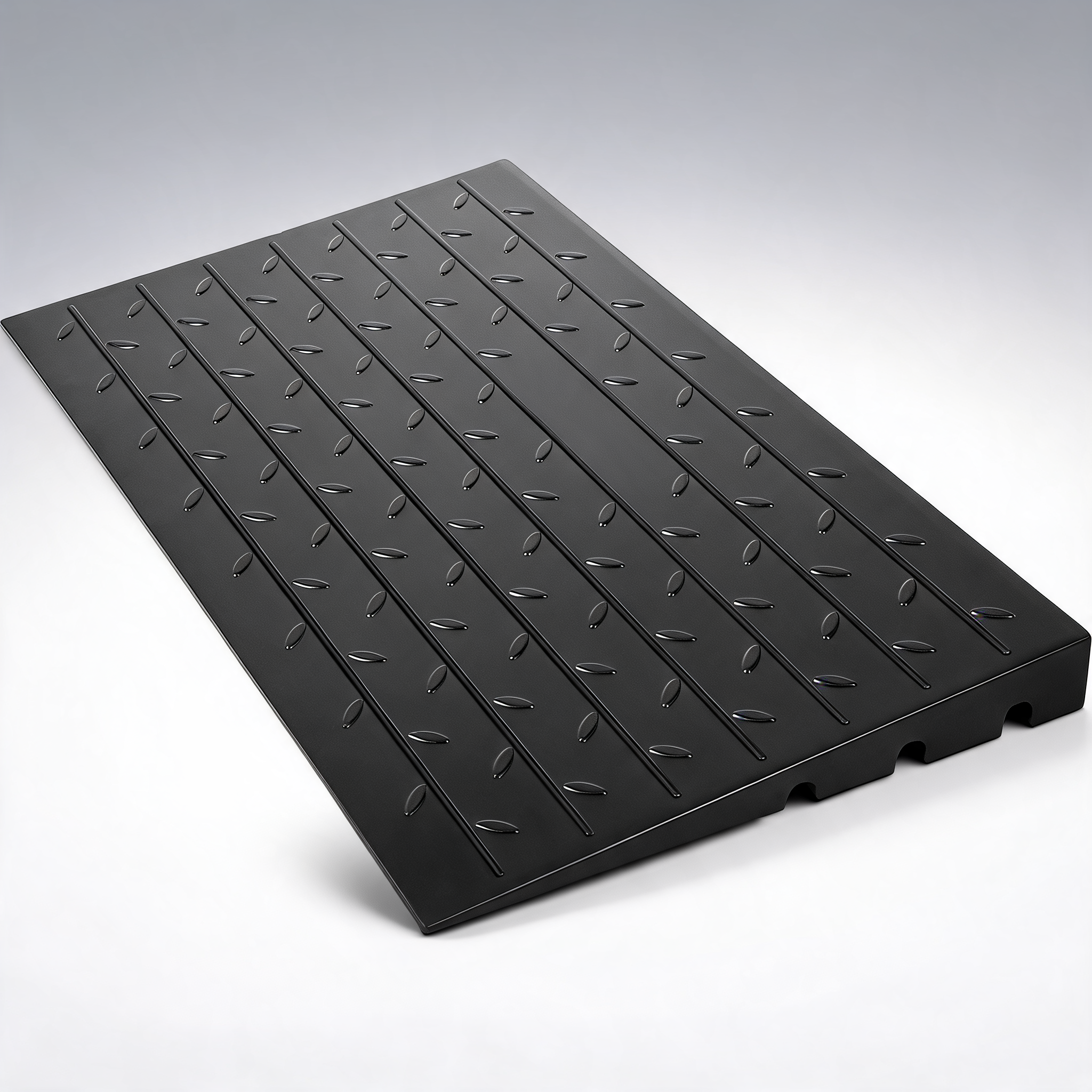 Rubber threshold ramp, 7.62 cm rise threshold ramp doorway, 3 channels cord cover rubber solid rated 997.9 kg