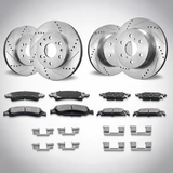 Front&Rear rotors disc brake pads kit for 14-18 Chevy Silverado Gmc Sierra 1500
