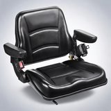 Universal forklift seat, fold down tractor seat with adjustable angle back, micro switch, seatbelt and armrests