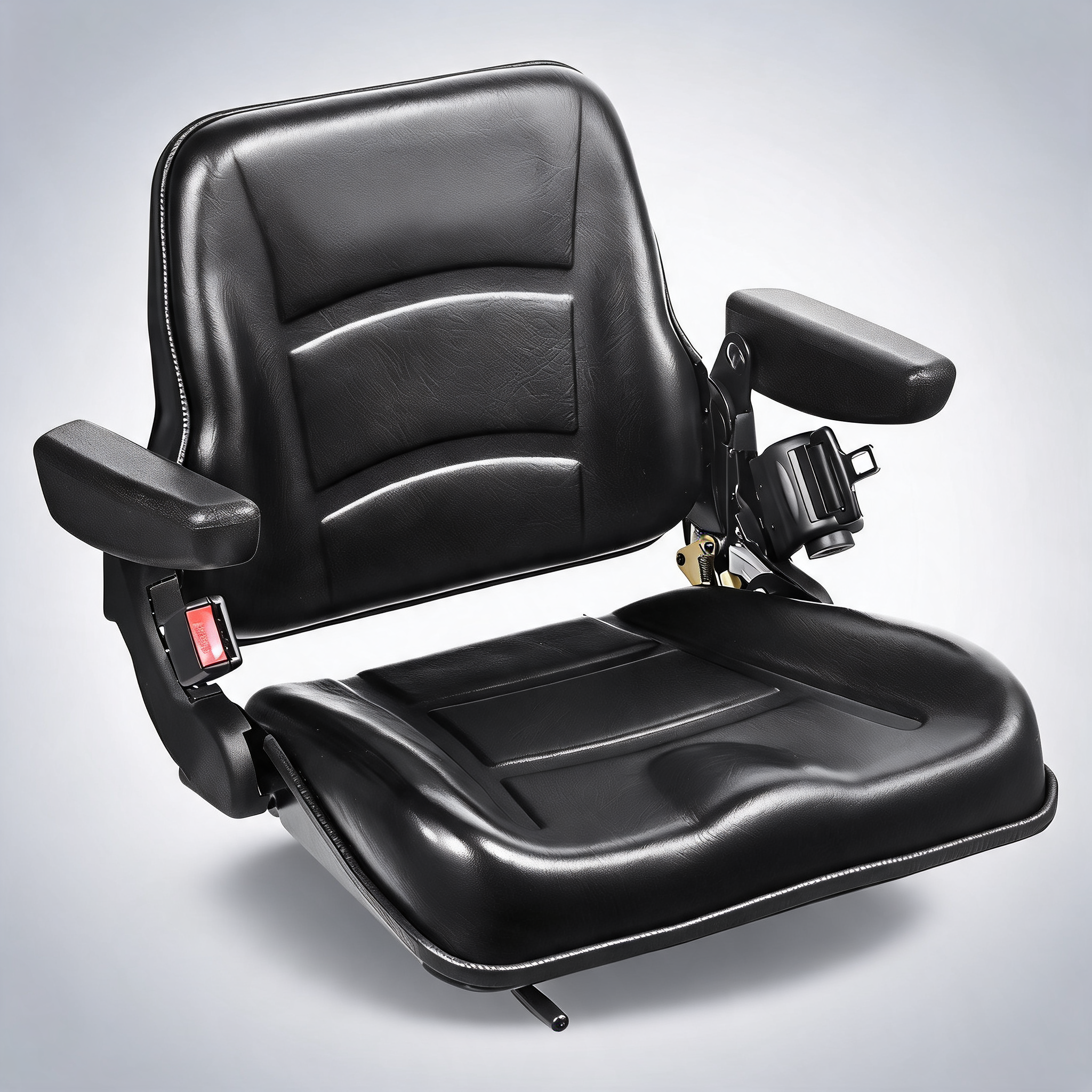 Universal forklift seat, fold down tractor seat with adjustable angle back, micro switch, seatbelt and armrests