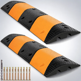 Rubber speed bump, 2 pack 2 channel speed bump hump, 42 long modular speed bump rated 22000 LBS load capacity