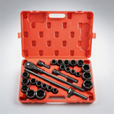 Impact socket set 3/4 inches 27 piece SAE 7/8 to 2 inches and metric 22 to 50 mm