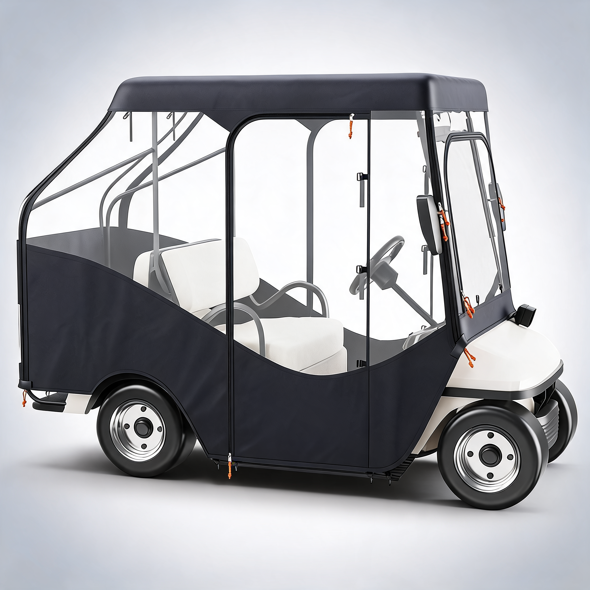 Golf cart enclosure, 420D polyester driving enclosure with 4-Sided transparent windows, 4 passenger Club car