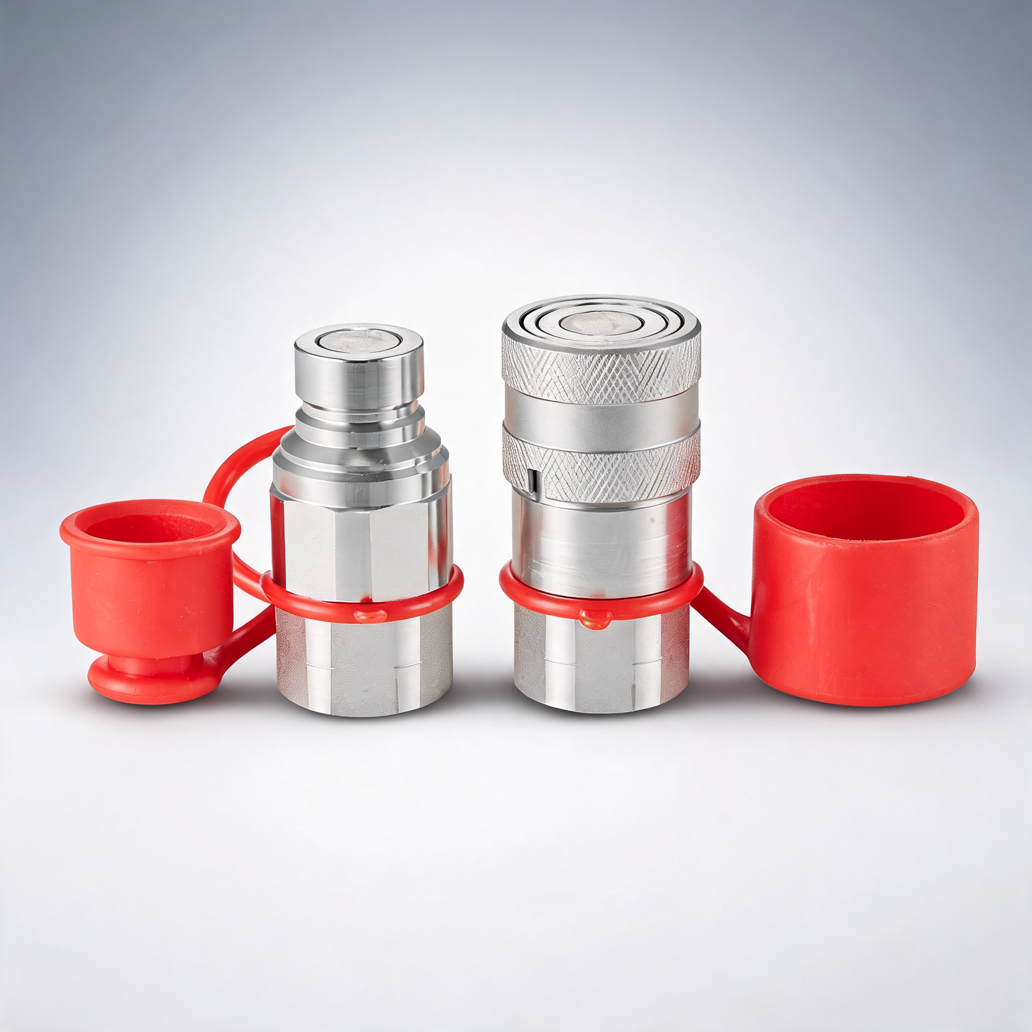 1/2 flat face hydraulic couplers 1/2 NPT skid steer couplers 2 dust caps