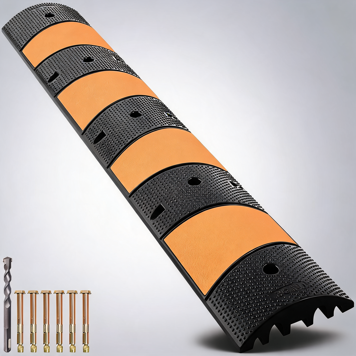 Rubber speed bump, 1 pack 2 channel speed bump hump, 72.8 long modular speed bump rated 22000 LBS 6 FT