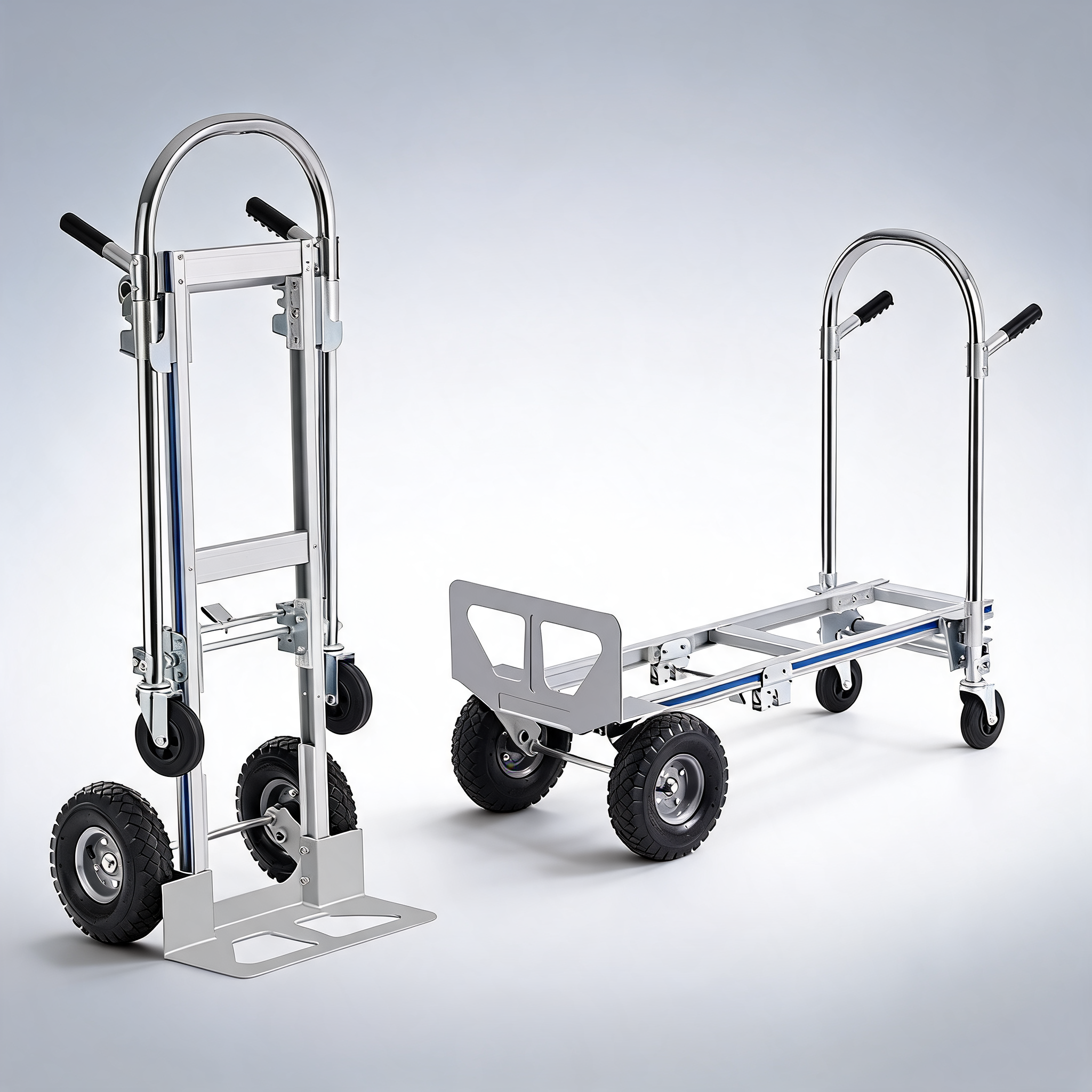Aluminium hand truck, 2 in 1, 363 kg max load capacity, heavy duty convertible folding hand truck and dolly
