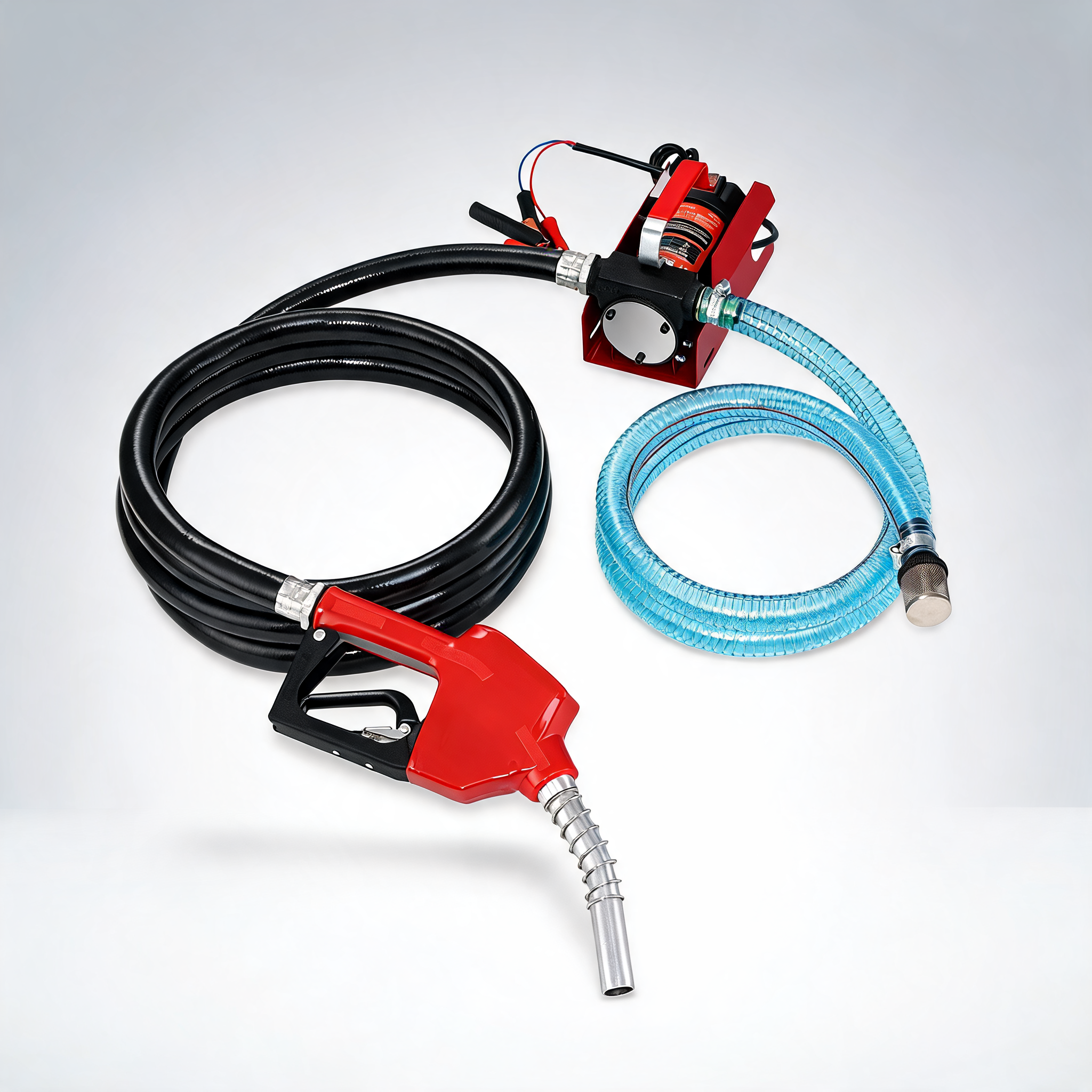 Fuel transfer pump, 12V DC, 10 GPM, 8 m lift, portable electric diesel transfer extractor pump kit with nozzle