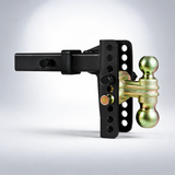 Adjustable trailer hitch, 152.4 mm drop & 114.3 mm rise hitch ball mount with 50.8 mm receiver, solid tube