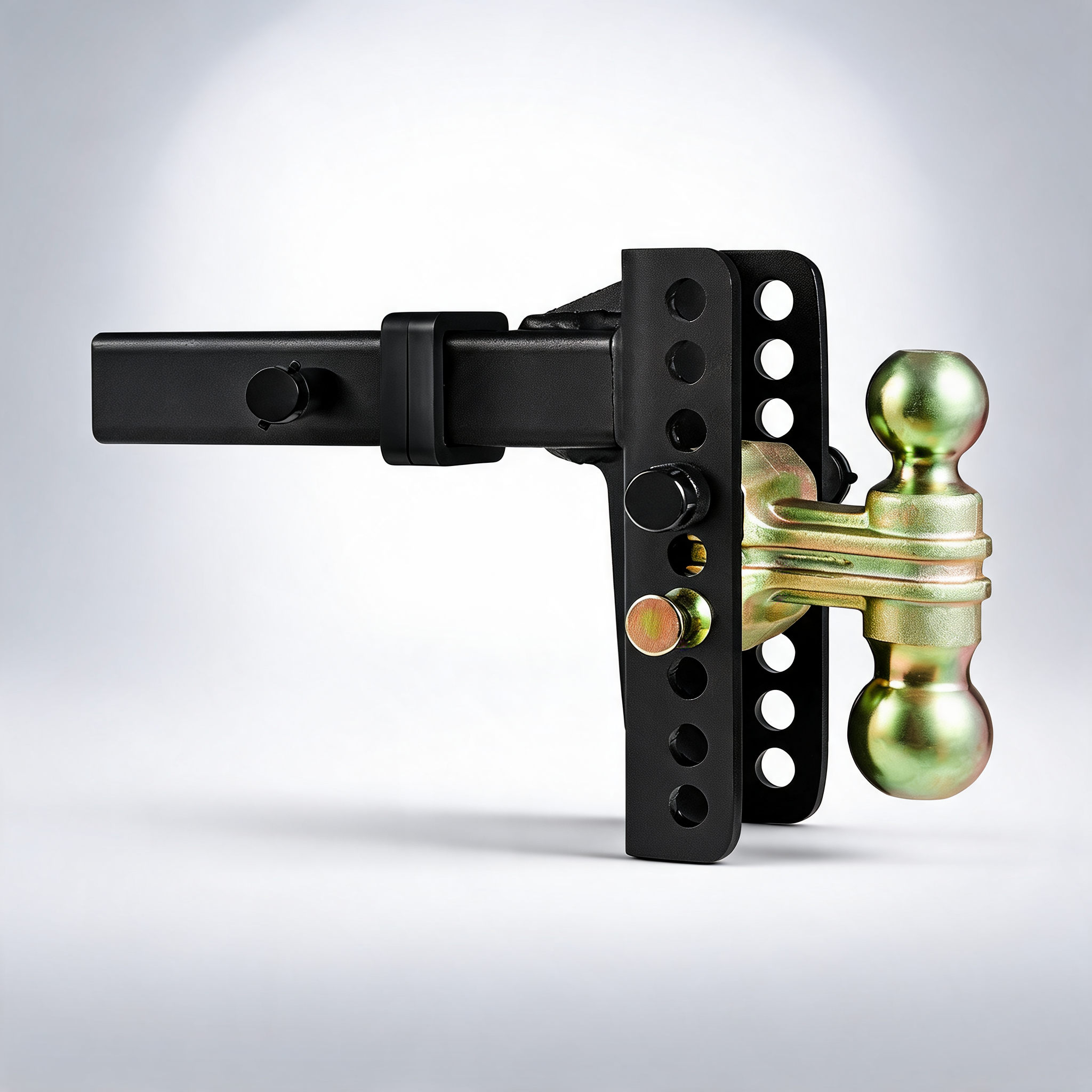 Adjustable trailer hitch, 152.4 mm drop & 114.3 mm rise hitch ball mount with 50.8 mm receiver, solid tube