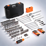 Mechanics tool set and socket set 1/4in 3/8in drive 145 pcs SAE and metric