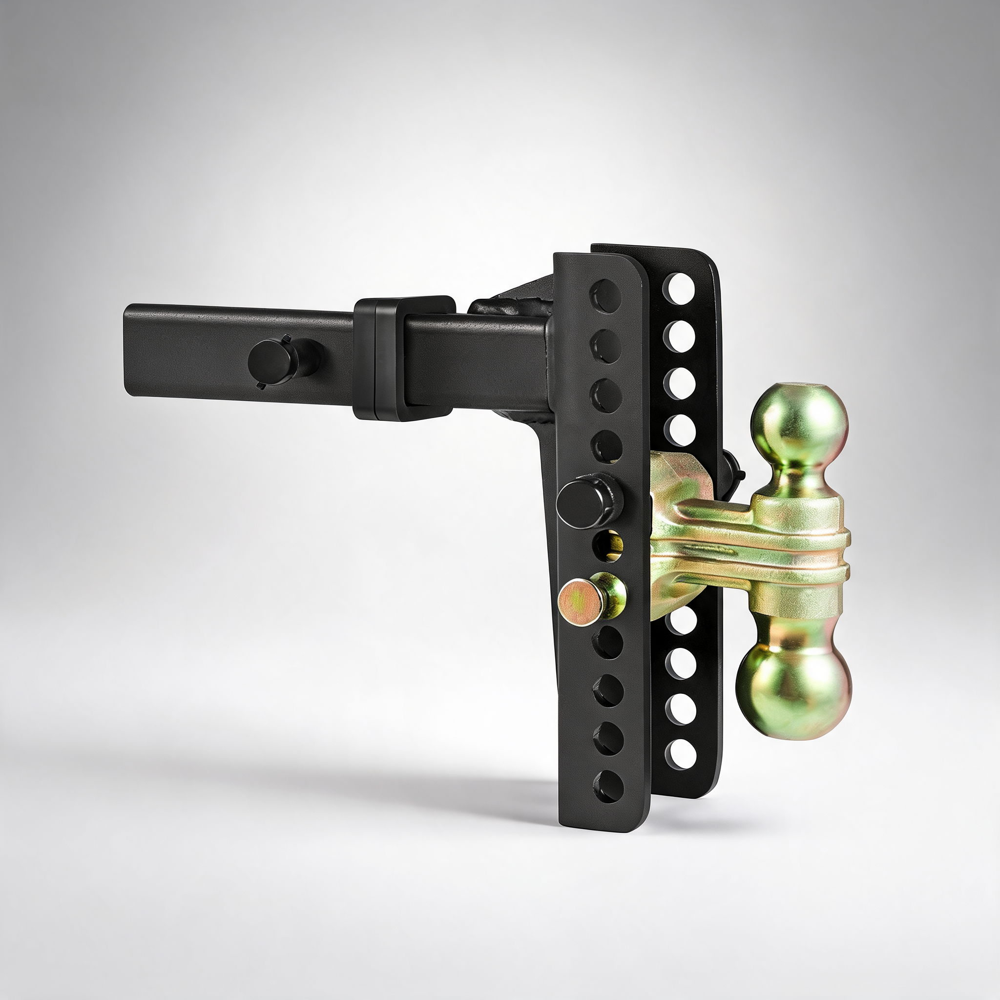 Adjustable trailer hitch 203.2 mm drop and 165.1 mm rise hitch ball mount with 50.8 mm receiver solid tube 6350 kg GTW tow