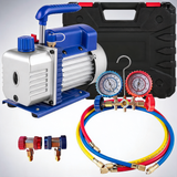 4CFM 1/4HP rotary vane vacuum pump + R134A manifold gauge tester charging + hose