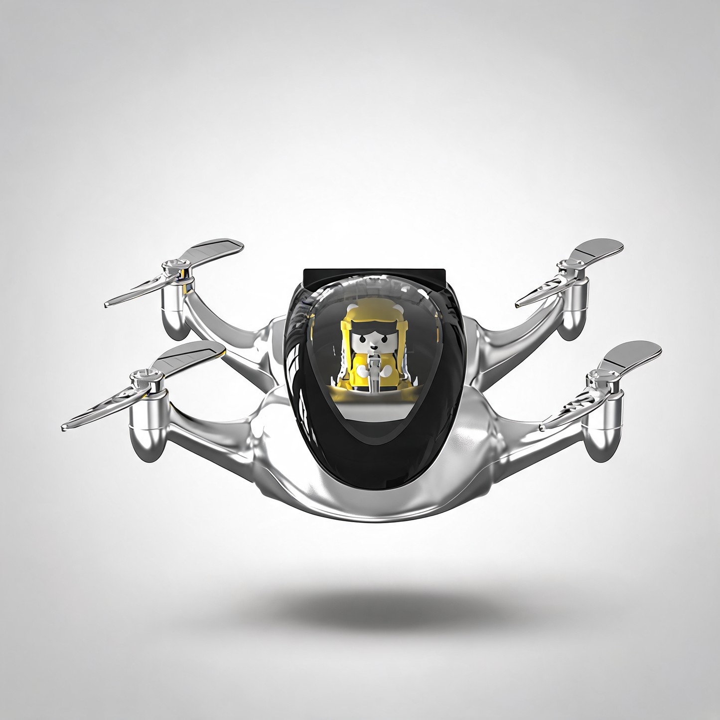 Silver solar powered drone car air freshener rotating propeller vehicle scent diffuser ornament