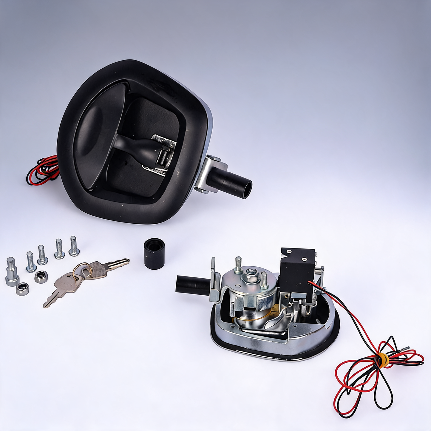 Black power operated central locking handle whale tail lock recessed folding 12V