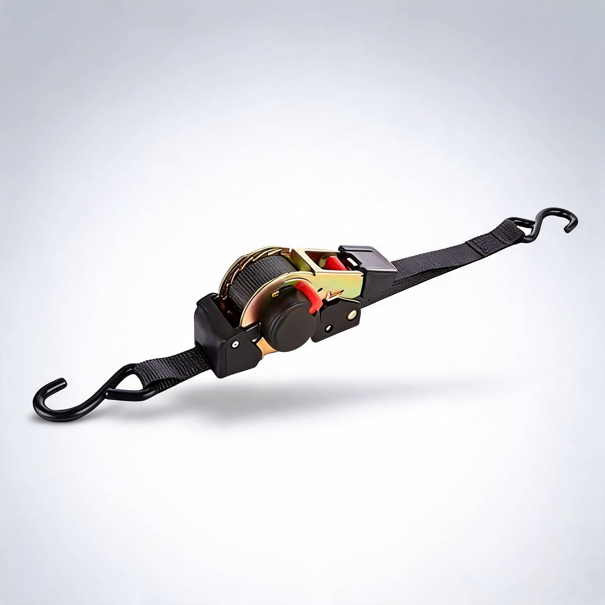 Quick release automatic heavy duty retractable ratchet tie down strap black 50mm x 4.5m