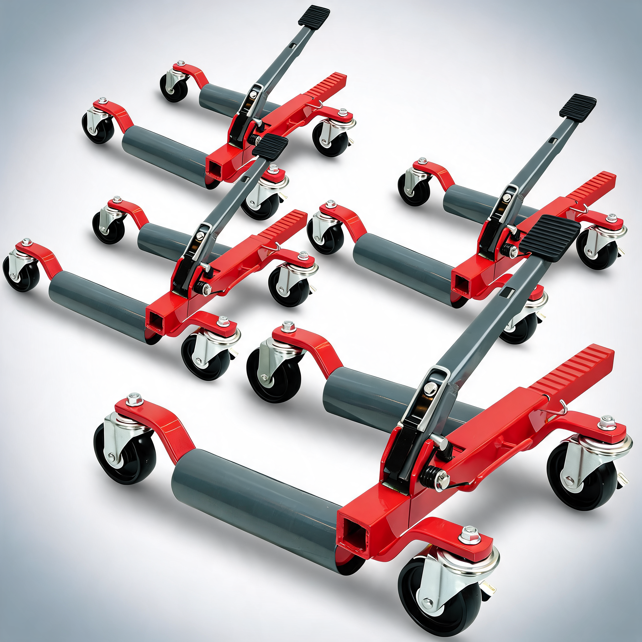 T-Rex 2360kg set of 4 vehicle positioning jacks mechanical ratcheting foot pedal wheel dolly for auto car moving