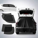 Black magnetic car window sun shade screens and SUV tailgate mosquito net set breathable bug protection