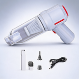 White 3-in-1 vacuum cleaner with blowing suction and dust extraction USB rechargeable 2 x 2000mAh batteries