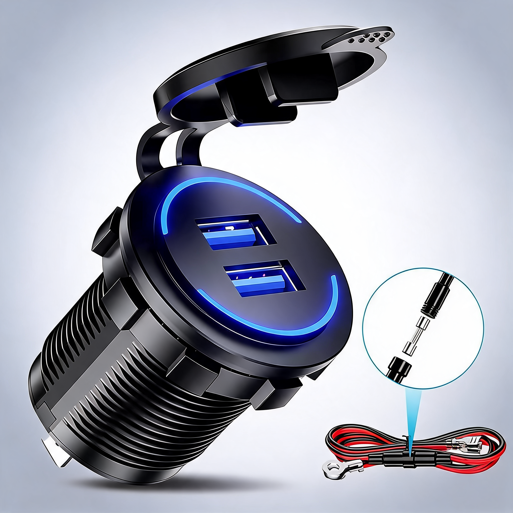 2 PCS 45W car USB charger with dual QC3.0 fast charging ports 12-24V vehicle power adapter