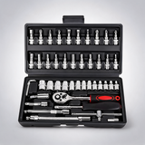 46-Piece professional socket wrench set 1/4 drive chrome vanadium steel ratchet and bit kit for automotive and household