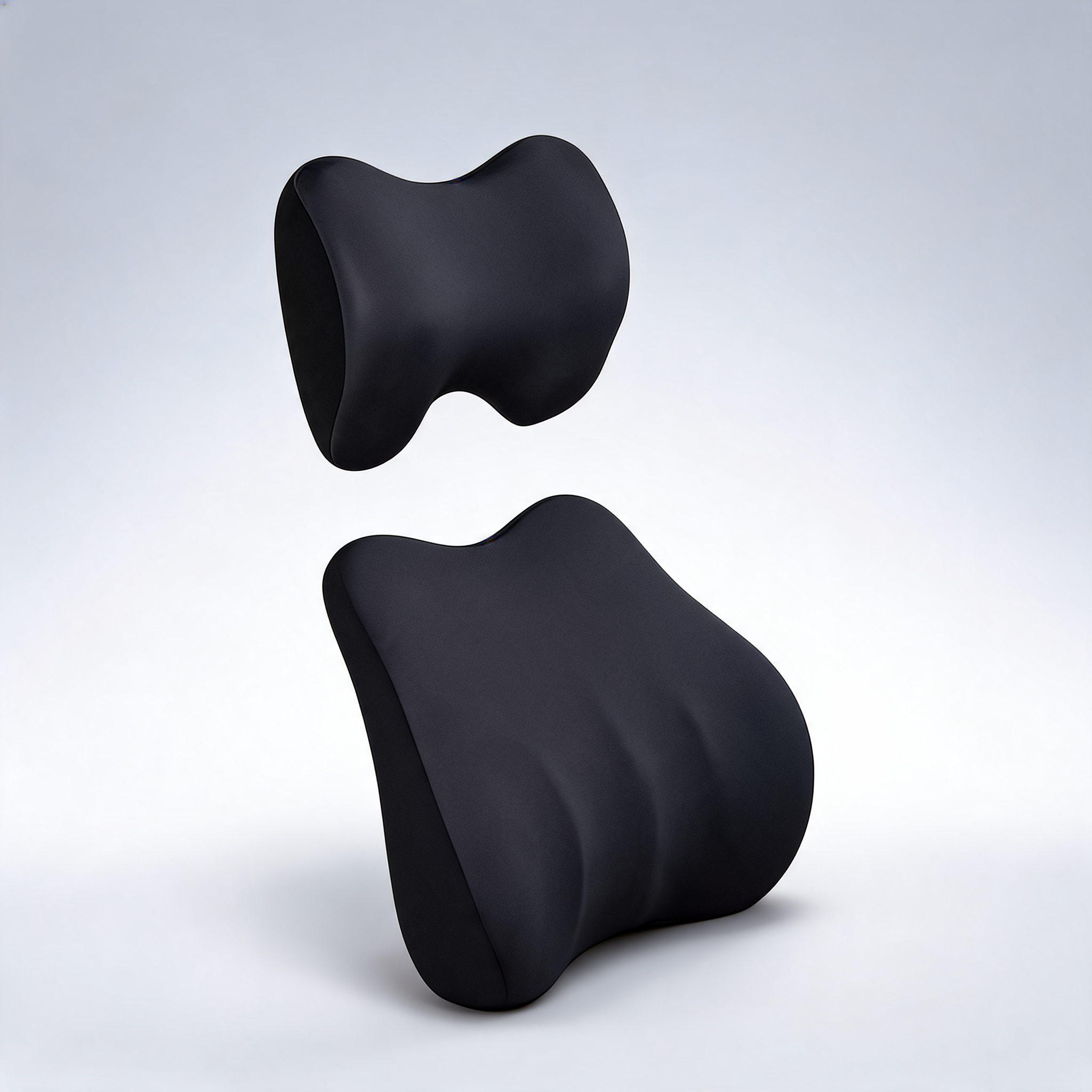 Black memory foam car seat neck and lumbar support set ergonomic cushion for office home and driving