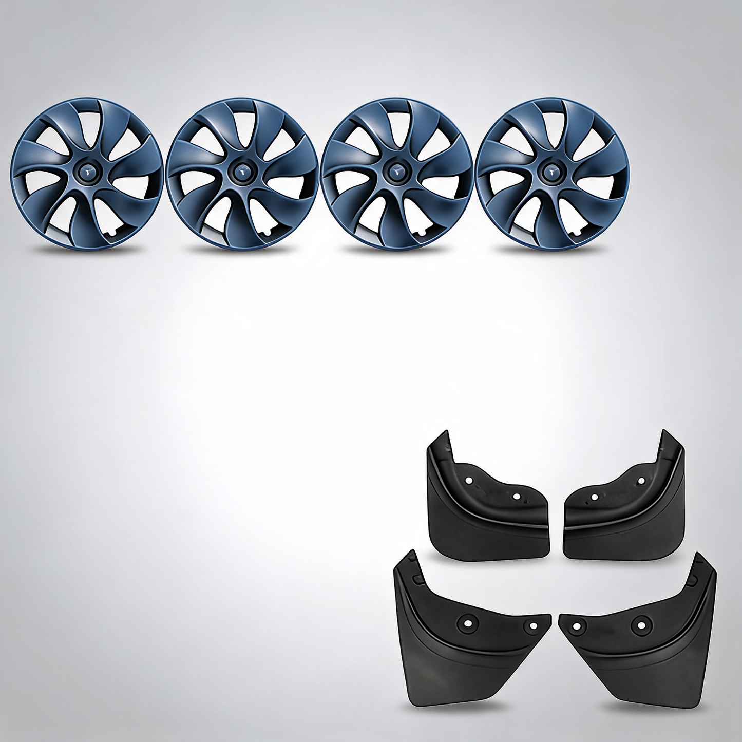 Tesla y wheel cap 4 grey and model y front and rear PP TPE fender 4