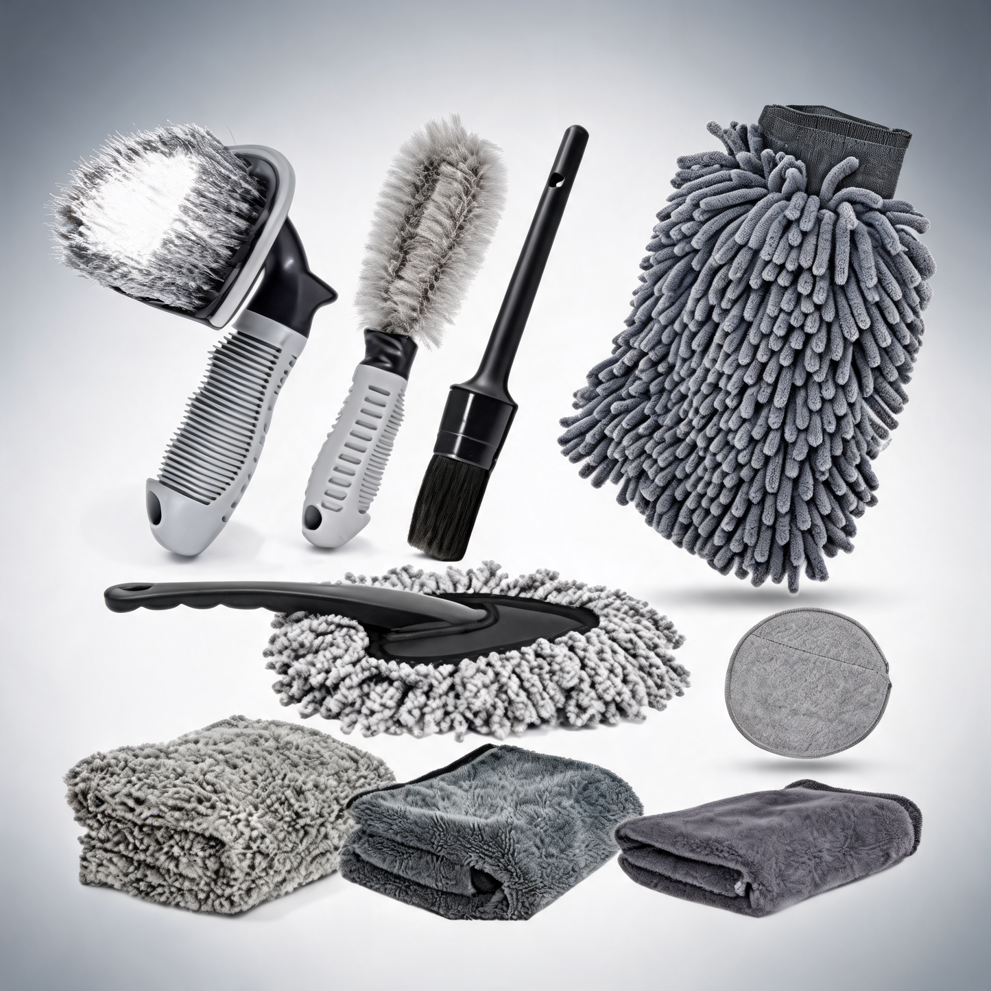 Type b 9-Piece car wash tool kit tyre and wheel brushes wash mitt microfibre towels and wax sponge set
