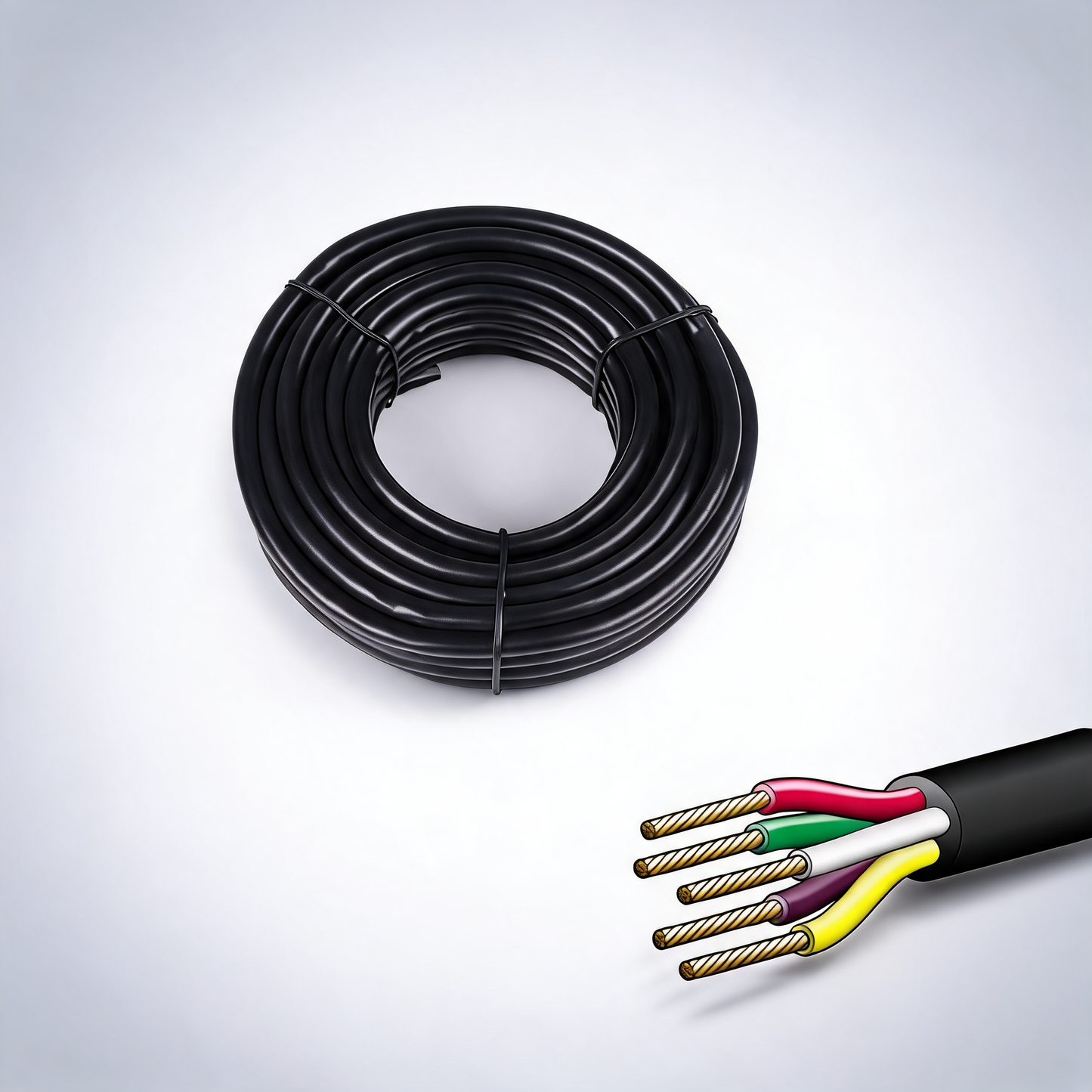 30M x 5 core wire cable trailer cable automotive boat caravan truck coil V90 PVC