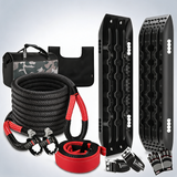 X-BULL 4X4 recovery kit kinetic recovery rope snatch strap with 2PCS recovery tracks 4WD Gen2.0 black