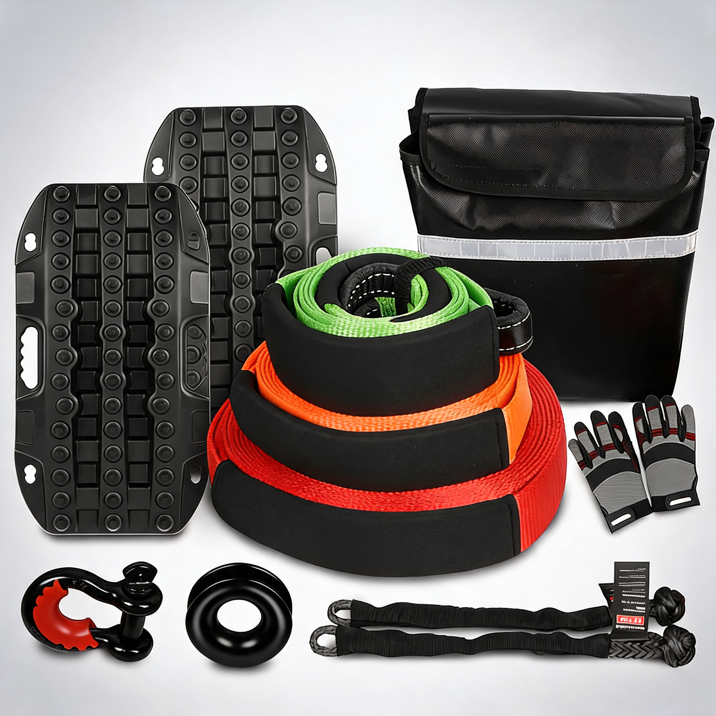 X-BULL 4WD winch recovery kit 12Pcs recovery tracks snatch strap soft shackles recovery ring