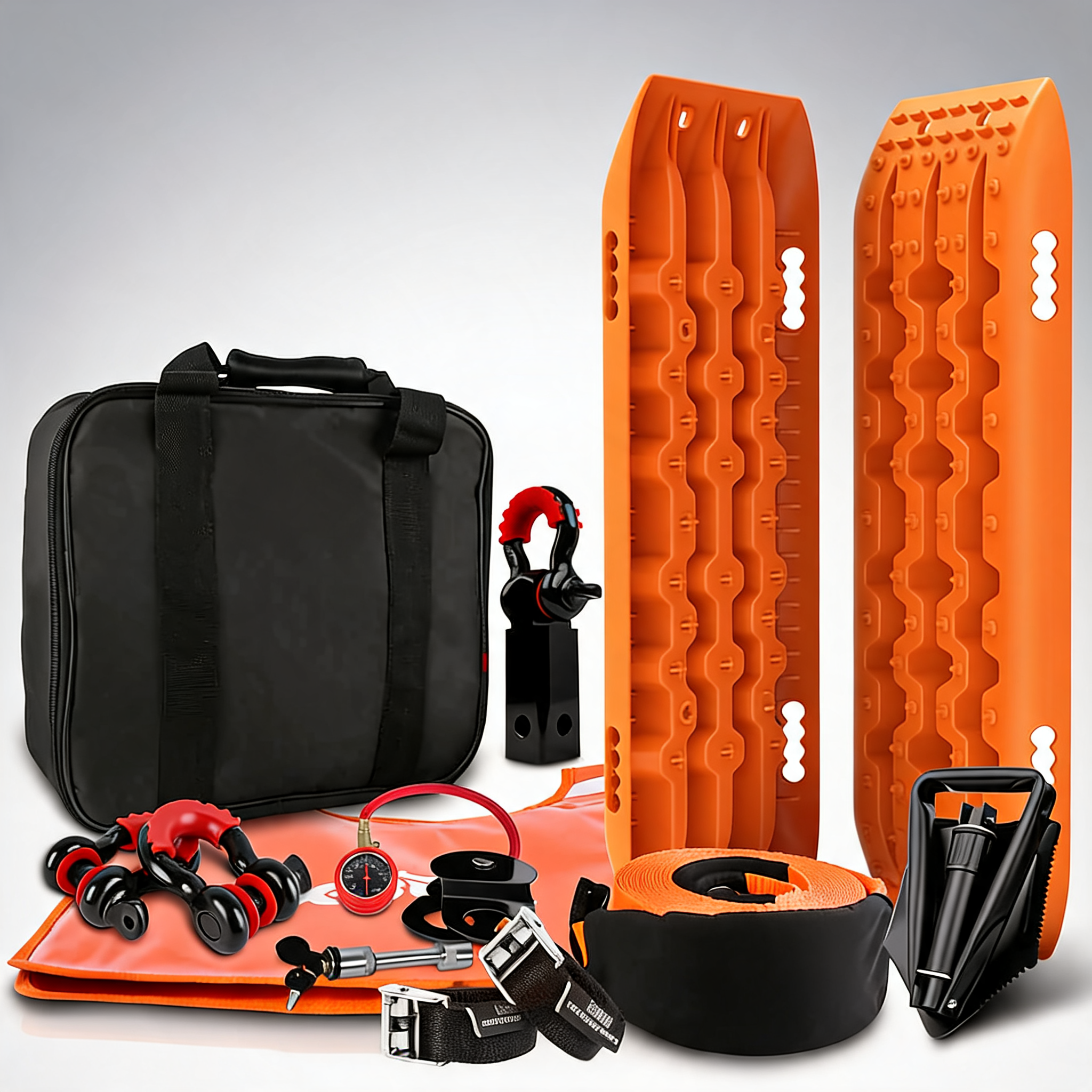 X-BULL winch recovery kit snatch strap off road 4WD with recovery tracks boards gen 2.0