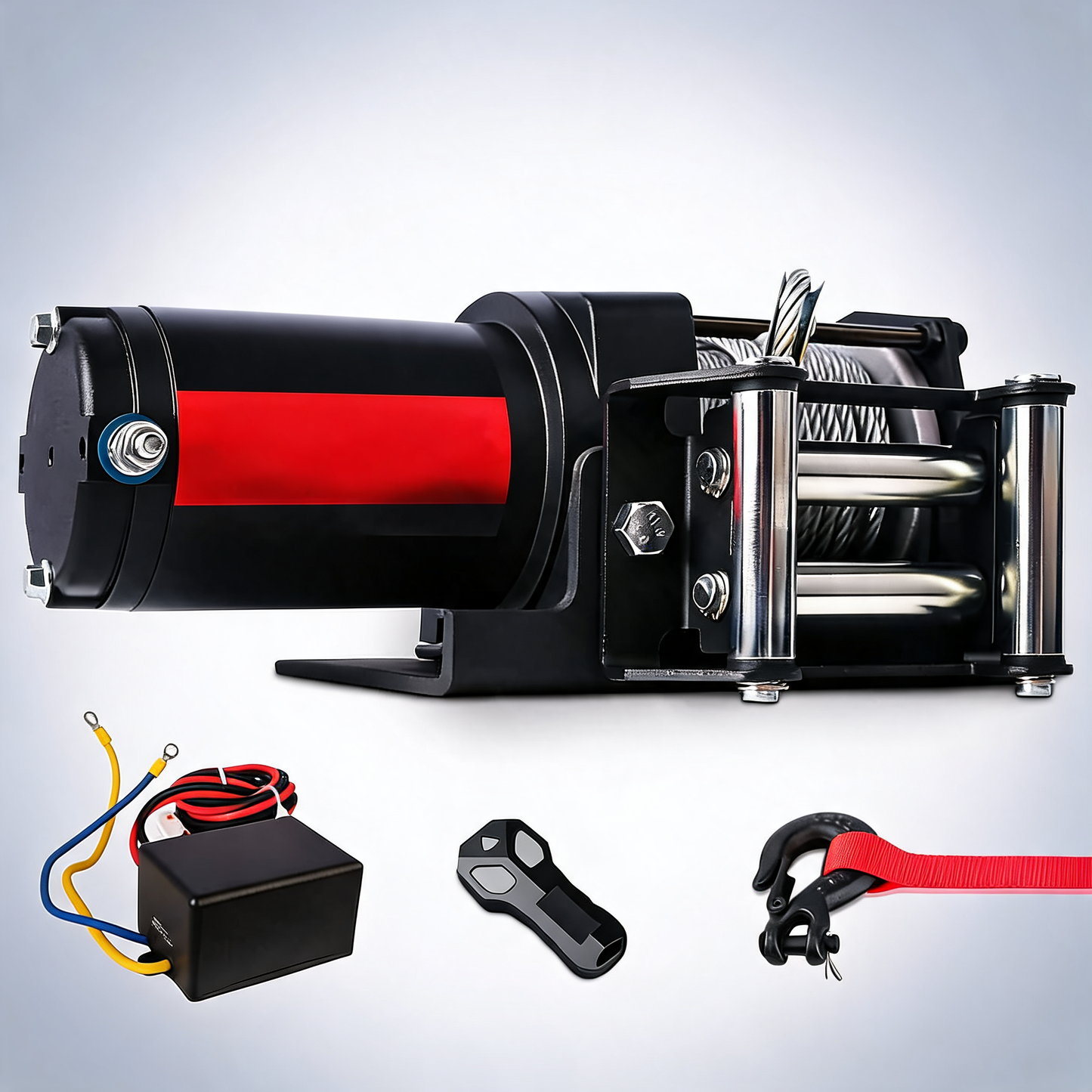 X-BULL electric winch 3000lbs steel wire cable 12V boat ATV UTV winch trailer 2 units