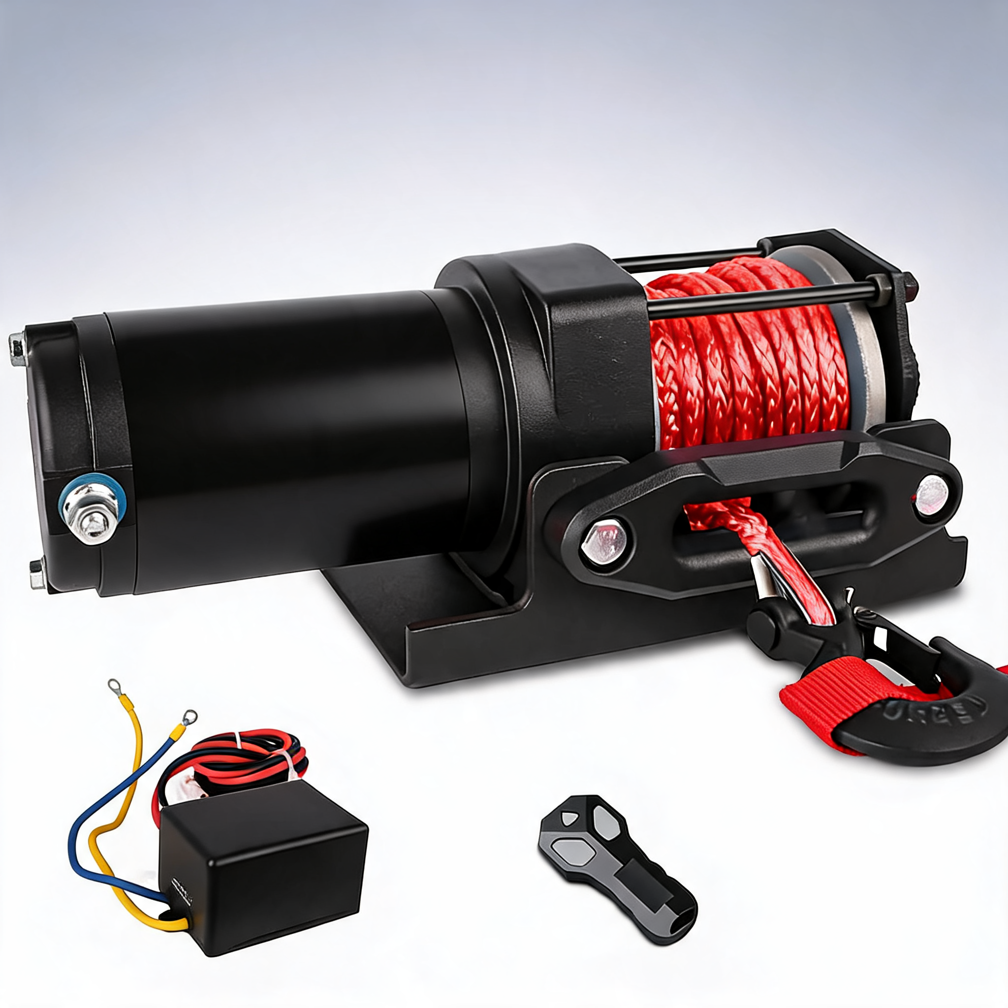 X-BULL 12V electric winch boat 3000LBS synthetic rope wireless remote ATV 4WD 2 units