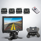 Wireless 4-Channel split 7 inch screen monitor with 4 reversing camera kit for truck trailer bus