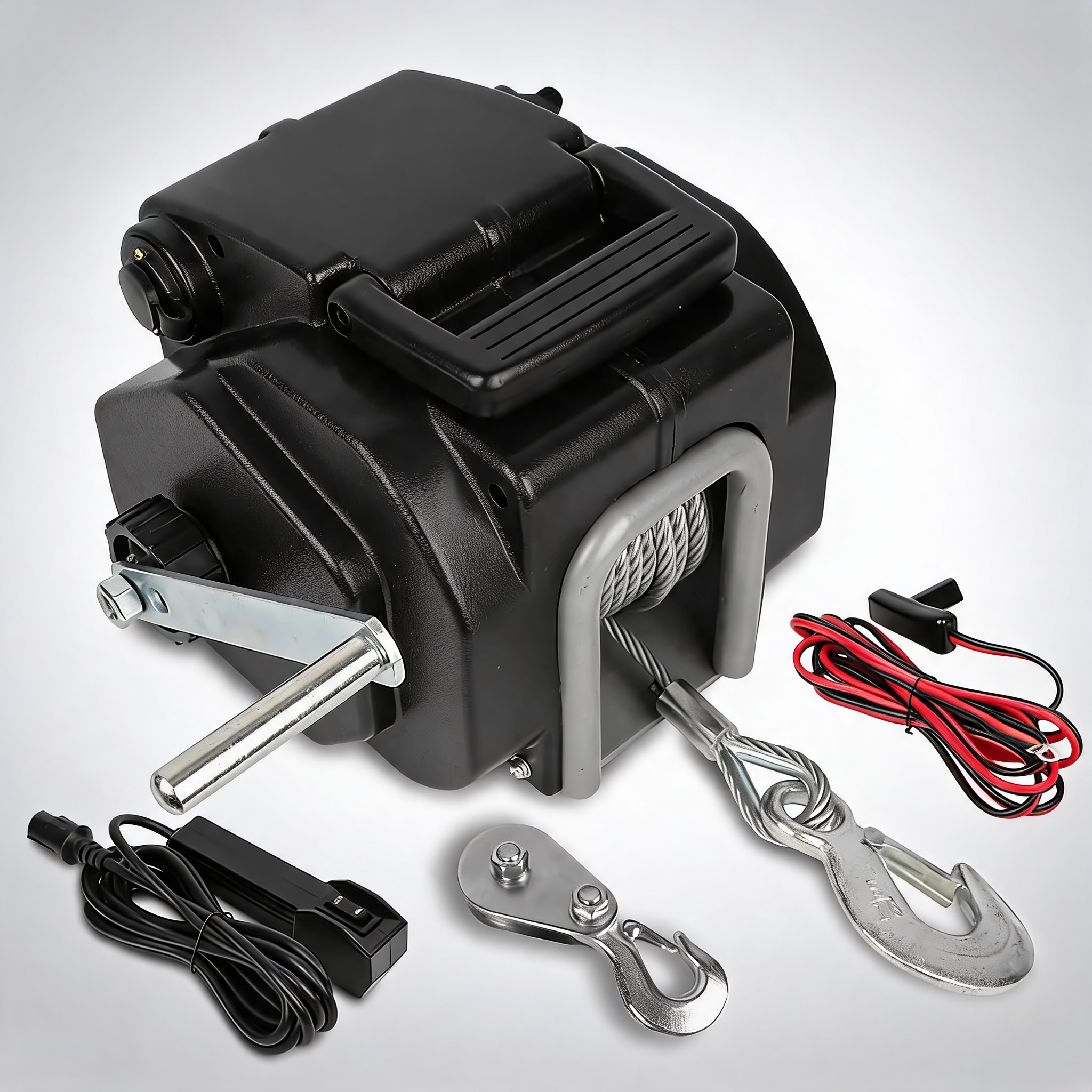 X-BULL electric boat winch 12V 6500LBS portable detachable steel cable marine ship 3000KG 4WD