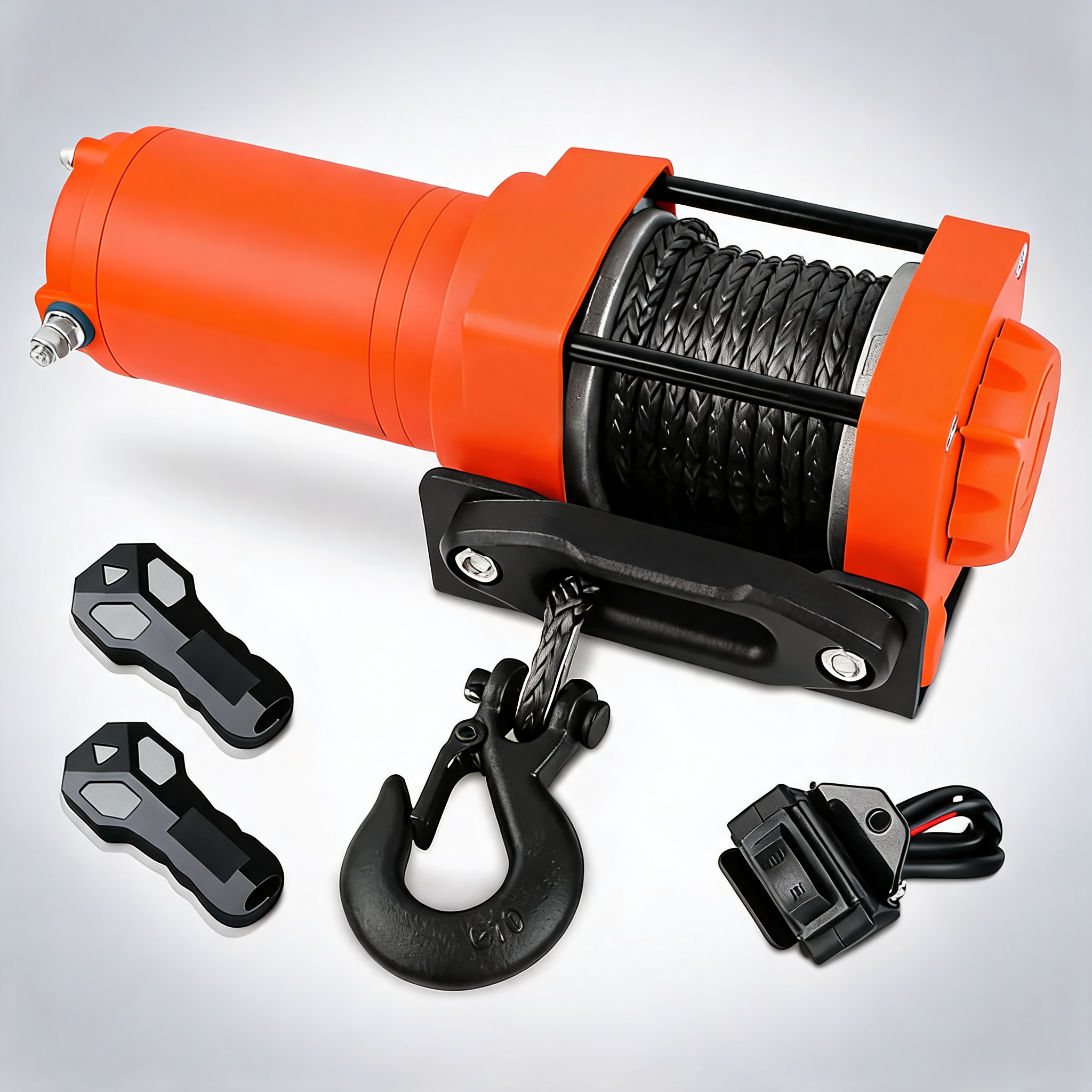 ZESUPER 12V electric winch 4500lb with synthetic rope for boat, ATV, trailer and 4WD