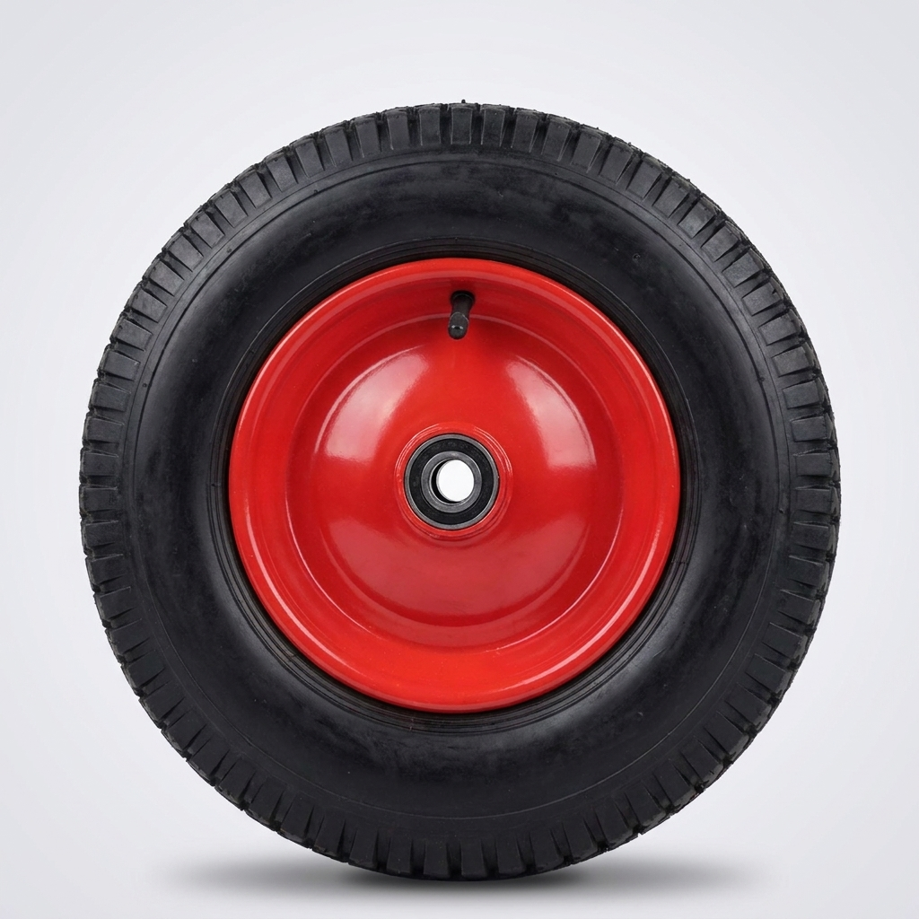 16 Inch red 25.4mm bore pneumatic tyre steel rim for hand trolley cart