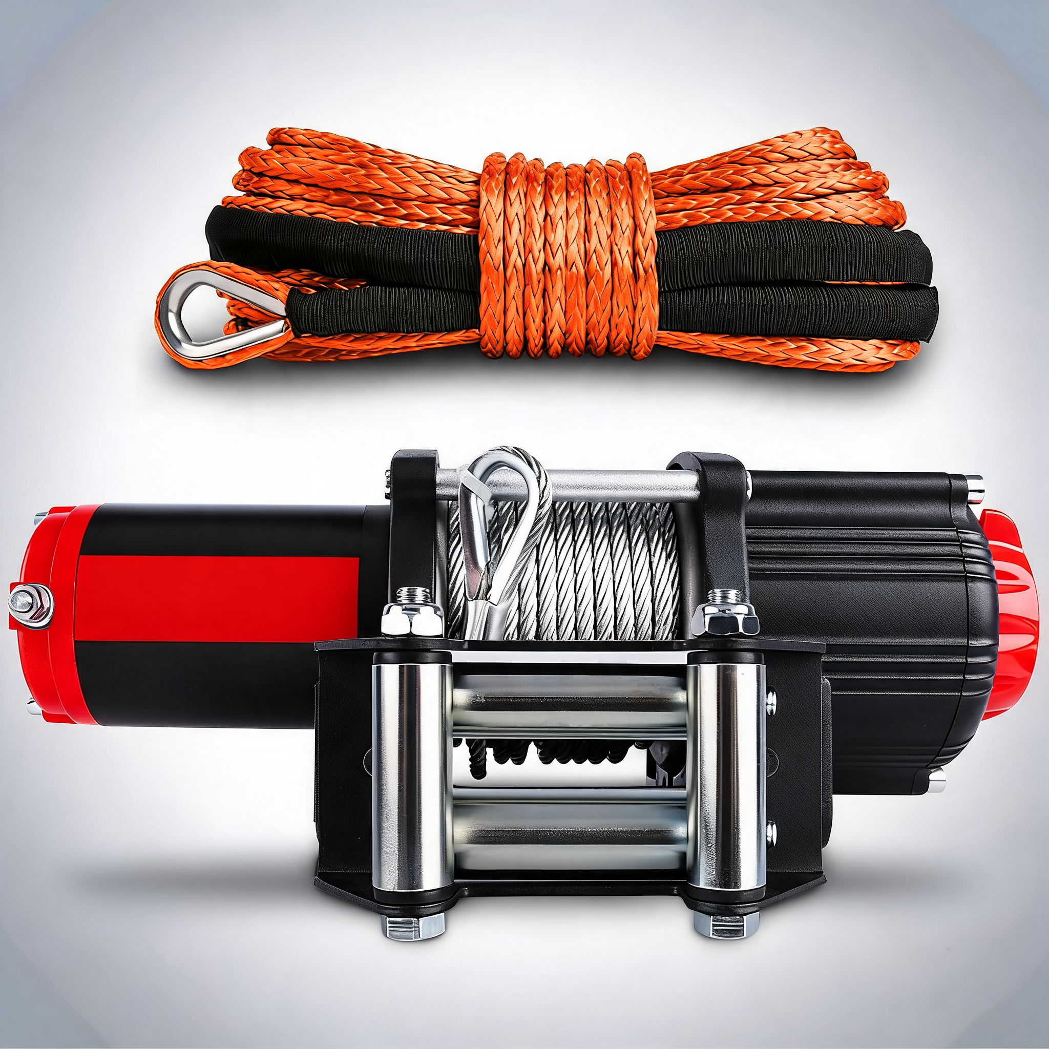 X-BULL 12V electric winch 5000LBS wireless with steel cable and 13m synthetic rope for ATV and boat